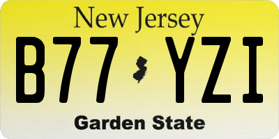 NJ license plate B77YZI