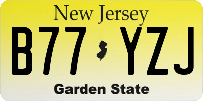 NJ license plate B77YZJ
