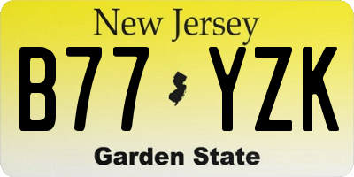 NJ license plate B77YZK