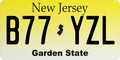 NJ license plate B77YZL