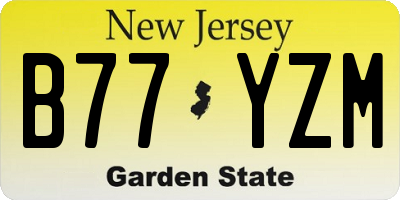 NJ license plate B77YZM