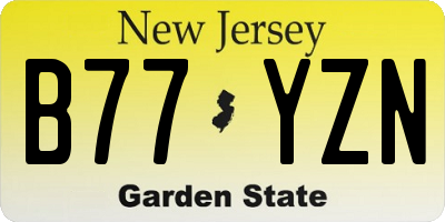 NJ license plate B77YZN
