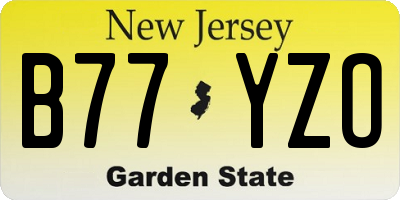 NJ license plate B77YZO