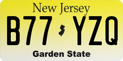NJ license plate B77YZQ