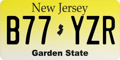 NJ license plate B77YZR