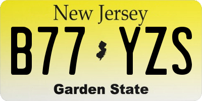 NJ license plate B77YZS