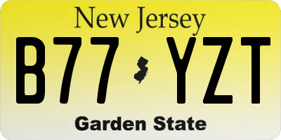 NJ license plate B77YZT