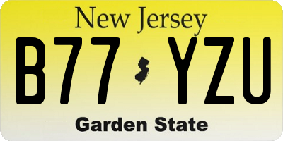 NJ license plate B77YZU