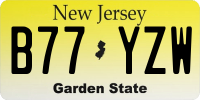 NJ license plate B77YZW