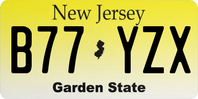 NJ license plate B77YZX