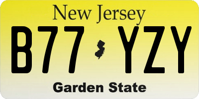 NJ license plate B77YZY