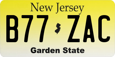 NJ license plate B77ZAC