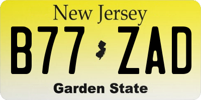 NJ license plate B77ZAD