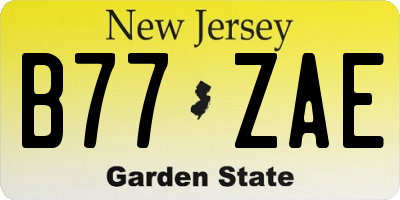 NJ license plate B77ZAE