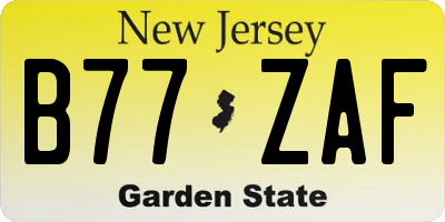 NJ license plate B77ZAF