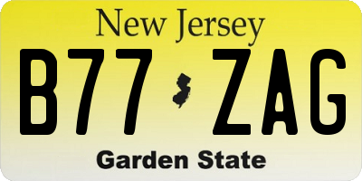 NJ license plate B77ZAG