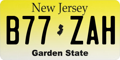 NJ license plate B77ZAH