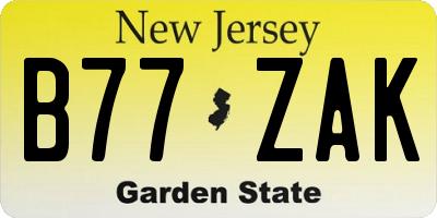 NJ license plate B77ZAK