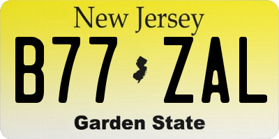 NJ license plate B77ZAL