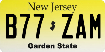 NJ license plate B77ZAM