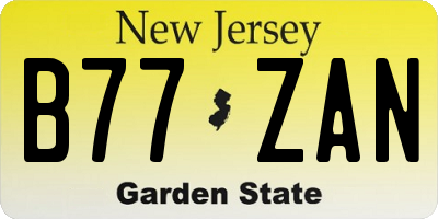 NJ license plate B77ZAN