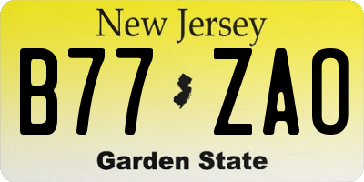 NJ license plate B77ZAO