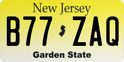 NJ license plate B77ZAQ
