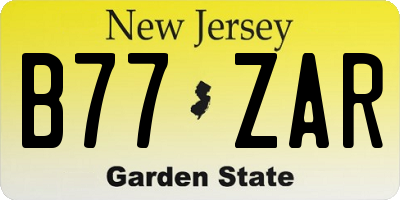 NJ license plate B77ZAR
