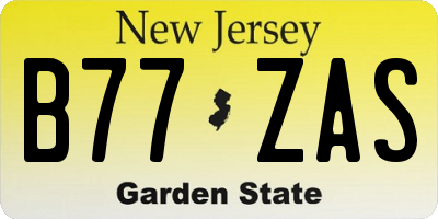 NJ license plate B77ZAS