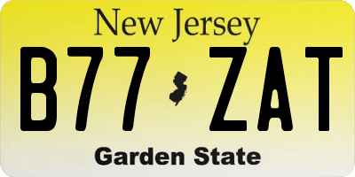 NJ license plate B77ZAT