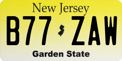 NJ license plate B77ZAW
