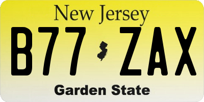 NJ license plate B77ZAX