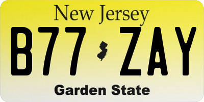 NJ license plate B77ZAY