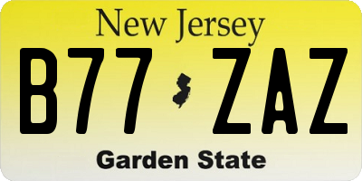 NJ license plate B77ZAZ