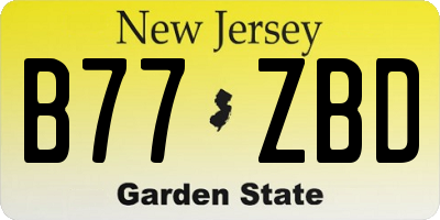 NJ license plate B77ZBD