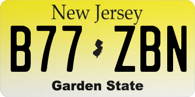NJ license plate B77ZBN