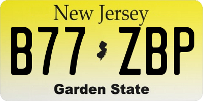 NJ license plate B77ZBP