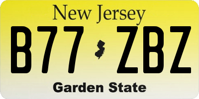 NJ license plate B77ZBZ