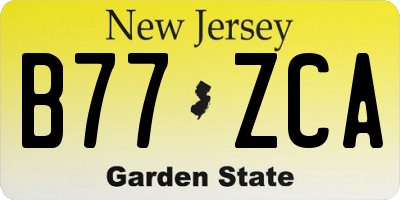 NJ license plate B77ZCA