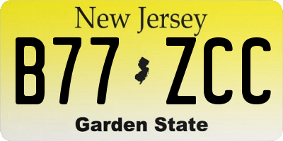 NJ license plate B77ZCC