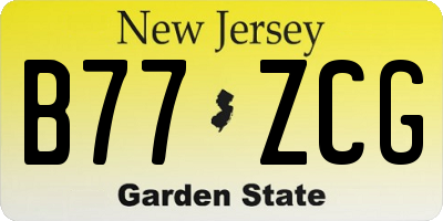 NJ license plate B77ZCG