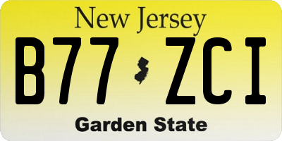 NJ license plate B77ZCI