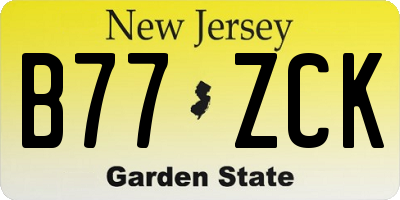 NJ license plate B77ZCK