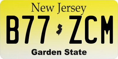 NJ license plate B77ZCM