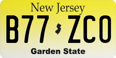 NJ license plate B77ZCO