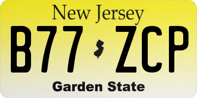 NJ license plate B77ZCP
