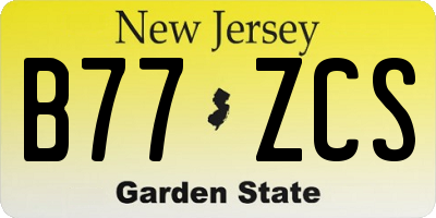 NJ license plate B77ZCS