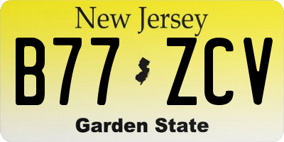 NJ license plate B77ZCV