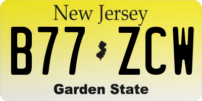 NJ license plate B77ZCW