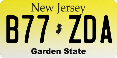 NJ license plate B77ZDA
